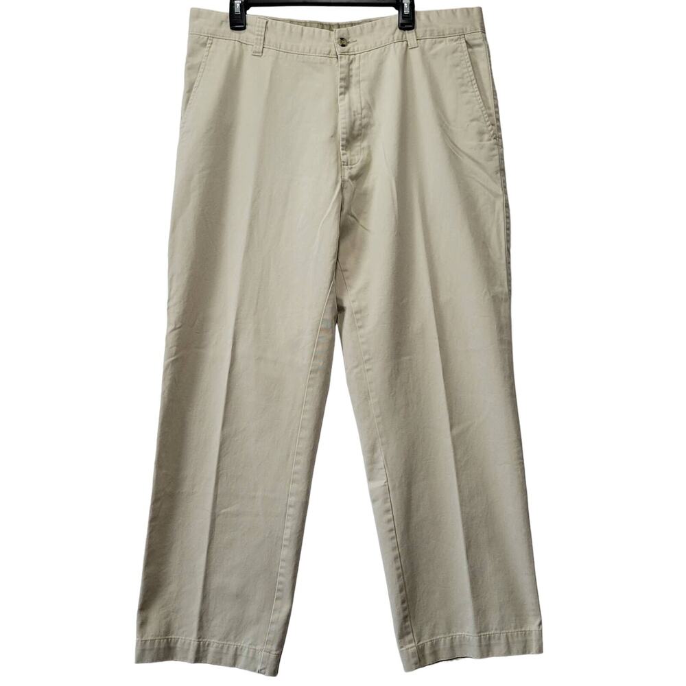 Geoffrey Beene Tan Beige Khaki Straight Leg Flat Front Chino Pants Men's Size 38